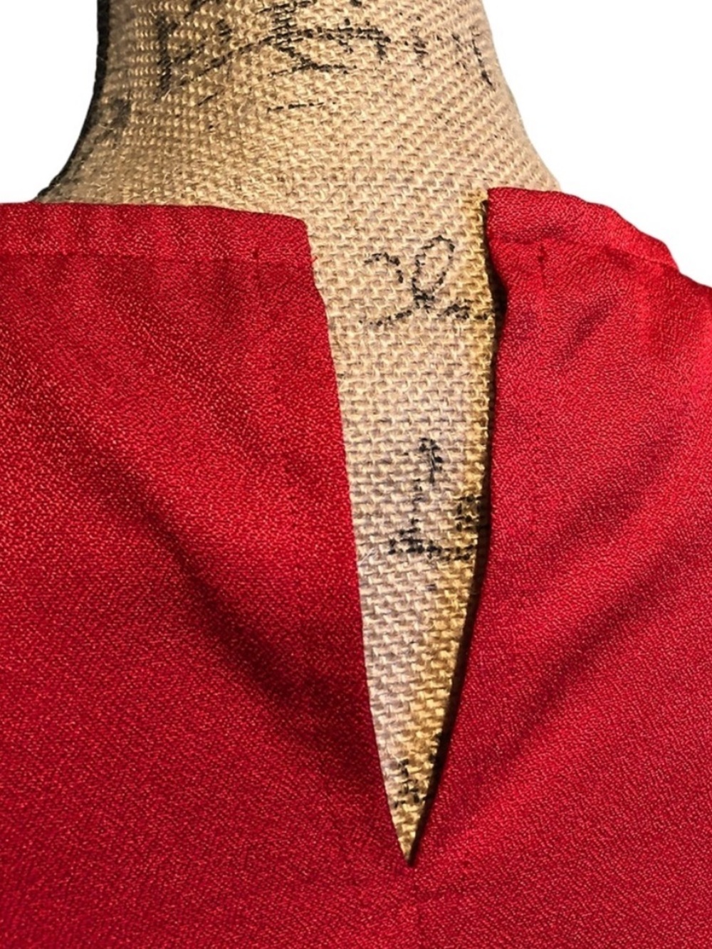 Handmade Red Maxi Dress Lace Appliqué Long Sleeve XXS–XS - Picture 4 of 16
